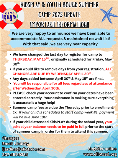 summer camp update